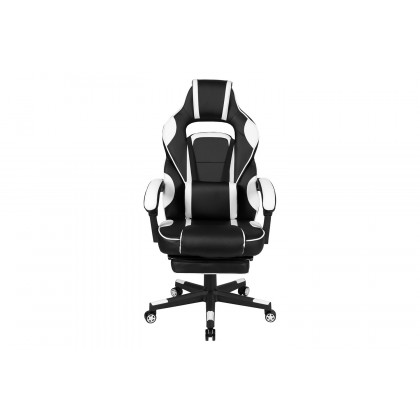 BLNK X40 Gaming Racing Ergonomic Computer Chair with Fully Reclining Back/Arms, Slide-Out Footrest, Massaging Lumbar - White