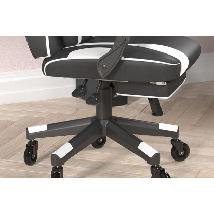 BLNK X40 Gaming Racing Computer Chair with Fully Reclining Back/Arms and Transparent Roller Wheels, Slide-Out Footrest - White
