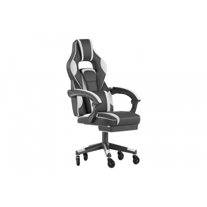 BLNK X40 Gaming Racing Computer Chair with Fully Reclining Back/Arms and Transparent Roller Wheels, Slide-Out Footrest - White