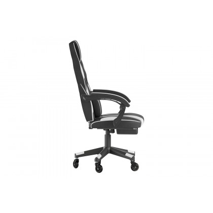 BLNK X40 Gaming Racing Computer Chair with Fully Reclining Back/Arms and Transparent Roller Wheels, Slide-Out Footrest - White