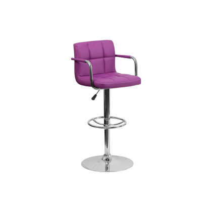 BLNK - Contemporary Vinyl Adjustable Height Bar Stool with Arms and Chrome Base