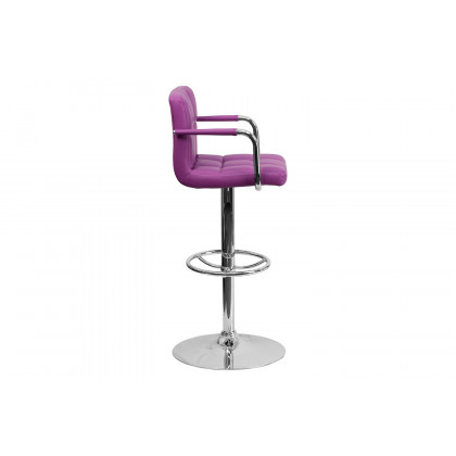 BLNK - Contemporary Vinyl Adjustable Height Bar Stool with Arms and Chrome Base