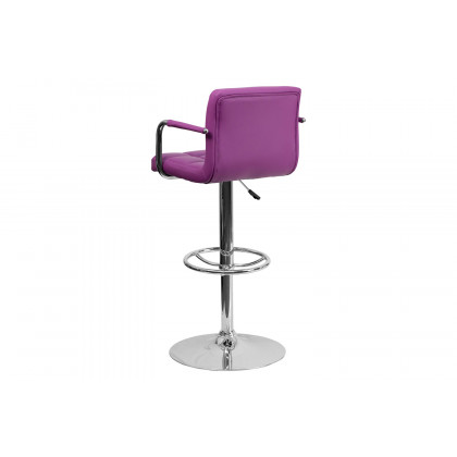BLNK - Contemporary Vinyl Adjustable Height Bar Stool with Arms and Chrome Base