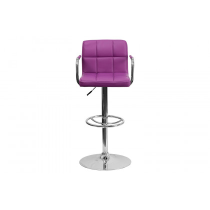 BLNK - Contemporary Vinyl Adjustable Height Bar Stool with Arms and Chrome Base