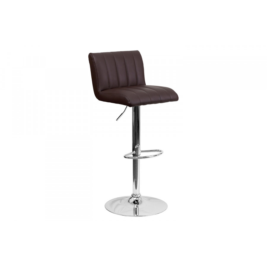 BLNK - Contemporary Vinyl Adjustable Height Bar Stool with Vertical Stitch Back/Seat and Chrome Base