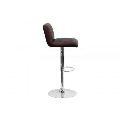 BLNK - Contemporary Vinyl Adjustable Height Bar Stool with Vertical Stitch Back/Seat and Chrome Base