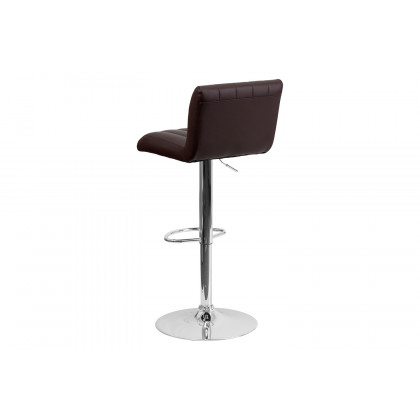 BLNK - Contemporary Vinyl Adjustable Height Bar Stool with Vertical Stitch Back/Seat and Chrome Base