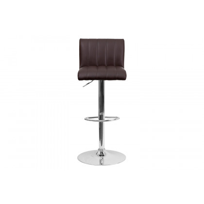 BLNK - Contemporary Vinyl Adjustable Height Bar Stool with Vertical Stitch Back/Seat and Chrome Base