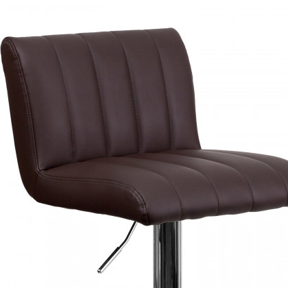 BLNK - Contemporary Vinyl Adjustable Height Bar Stool with Vertical Stitch Back/Seat and Chrome Base