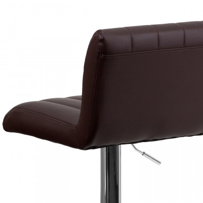 BLNK - Contemporary Vinyl Adjustable Height Bar Stool with Vertical Stitch Back/Seat and Chrome Base