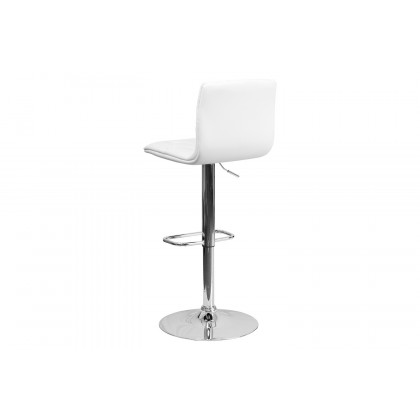 BLNK Sammie Vinyl Button Tufted Adjustable Height Bar Stool with Chrome Base - White