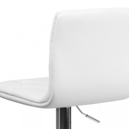 BLNK Sammie Vinyl Button Tufted Adjustable Height Bar Stool with Chrome Base - White