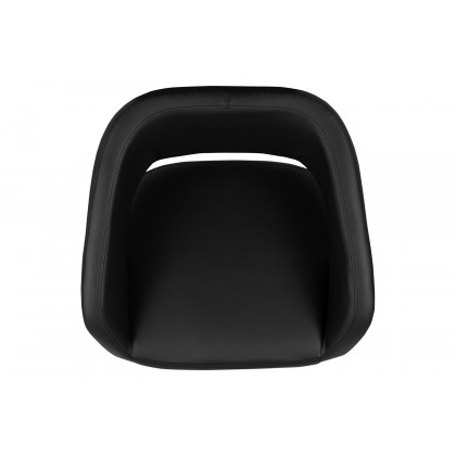 BLNK Erik Vinyl Adjustable Height Bar Stool with Rounded Mid-Back and Gold Base - Black