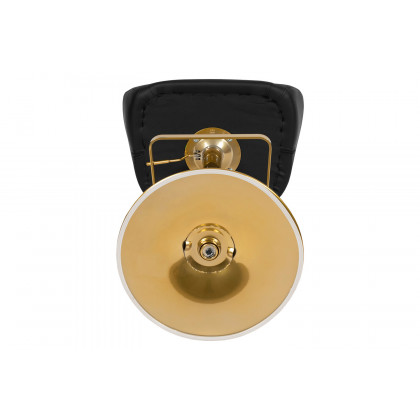 BLNK Erik Vinyl Adjustable Height Bar Stool with Rounded Mid-Back and Gold Base - Black