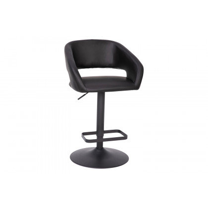 BLNK Erik Vinyl Adjustable Height Bar Stool with Rounded Mid-Back and Black Base - Black