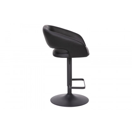 BLNK Erik Vinyl Adjustable Height Bar Stool with Rounded Mid-Back and Black Base - Black