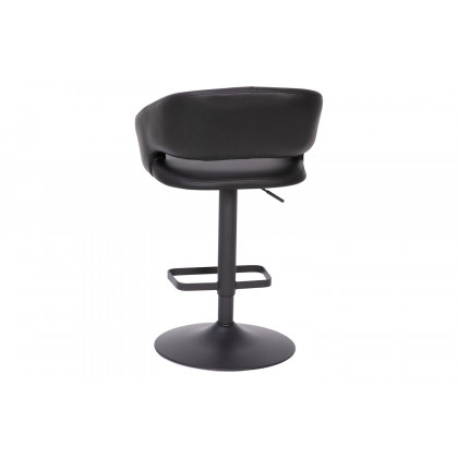 BLNK Erik Vinyl Adjustable Height Bar Stool with Rounded Mid-Back and Black Base - Black