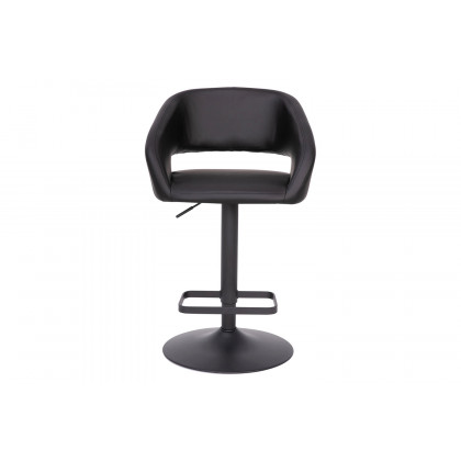 BLNK Erik Vinyl Adjustable Height Bar Stool with Rounded Mid-Back and Black Base - Black