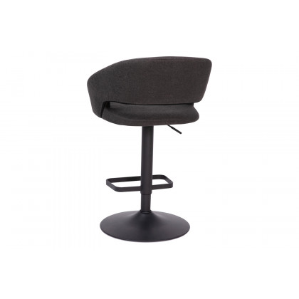 BLNK Erik Fabric Adjustable Height Bar Stool with Rounded Mid-Back and Black Base - Charcoal