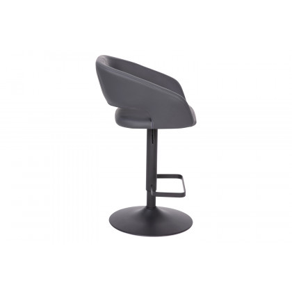 BLNK Erik Vinyl Adjustable Height Bar Stool with Rounded Mid-Back and Black Base - Gray