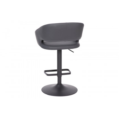 BLNK Erik Vinyl Adjustable Height Bar Stool with Rounded Mid-Back and Black Base - Gray