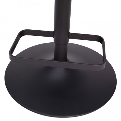 BLNK Erik Vinyl Adjustable Height Bar Stool with Rounded Mid-Back and Black Base - Gray