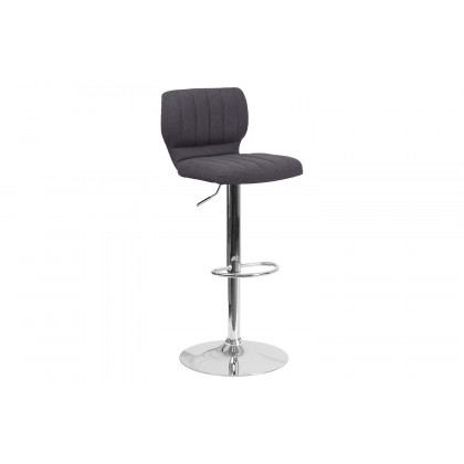 BLNK - Jeremy Fabric Adjustable Height Bar Stool with Vertical Stitch Back and Chrome Base