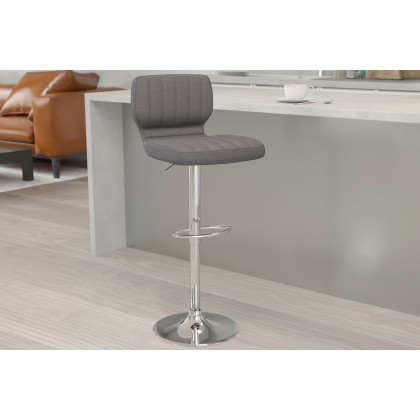 BLNK - Jeremy Vinyl Adjustable Height Bar Stool with Vertical Stitch Back and Chrome Base