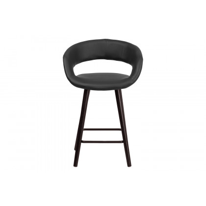 BLNK Brynn Series Vinyl Contemporary Cappuccino Wood Counter Height Stool - Black