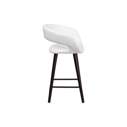 BLNK Brynn Series Vinyl Contemporary Cappuccino Wood Counter Height Stool - White