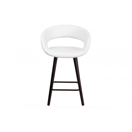 BLNK Brynn Series Vinyl Contemporary Cappuccino Wood Counter Height Stool - White