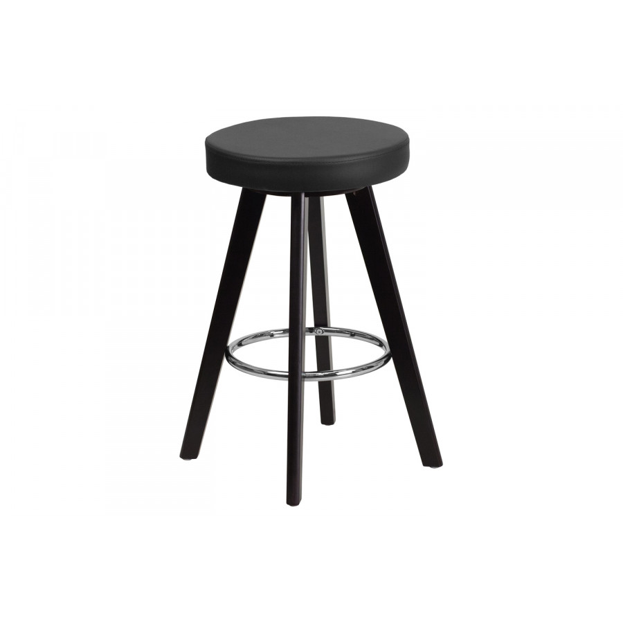 BLNK - Trenton Series Contemporary Cappuccino Wood Counter Height Stool with Black Vinyl Seat