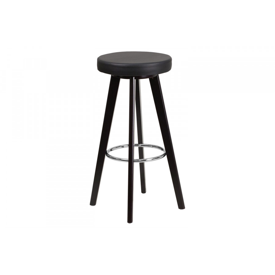 BLNK - Trenton Series Cappuccino Wood Contemporary Bar Stool with Black Vinyl Seat