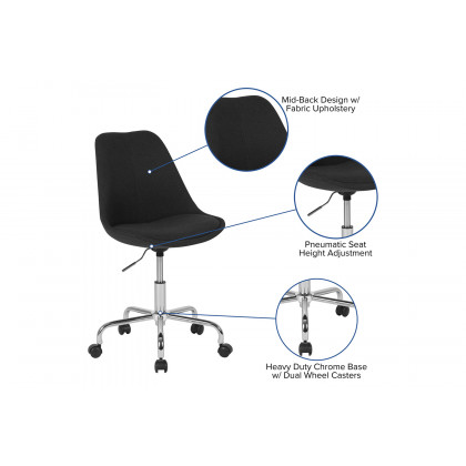 BLNK Aurora Series Mid-Back Task Office Chair with Pneumatic Lift and Chrome Base - Black