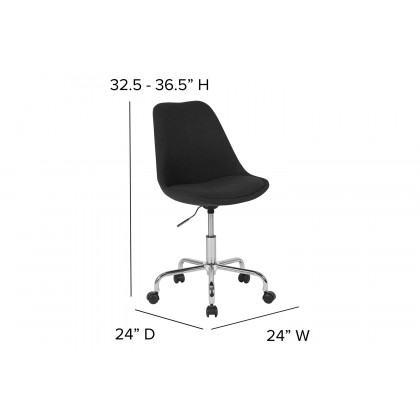BLNK Aurora Series Mid-Back Task Office Chair with Pneumatic Lift and Chrome Base - Black