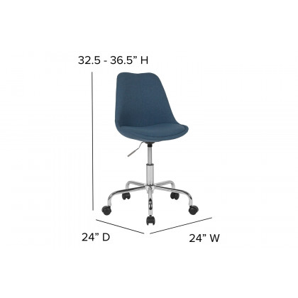 BLNK Aurora Series Mid-Back Task Office Chair with Pneumatic Lift and Chrome Base - Blue
