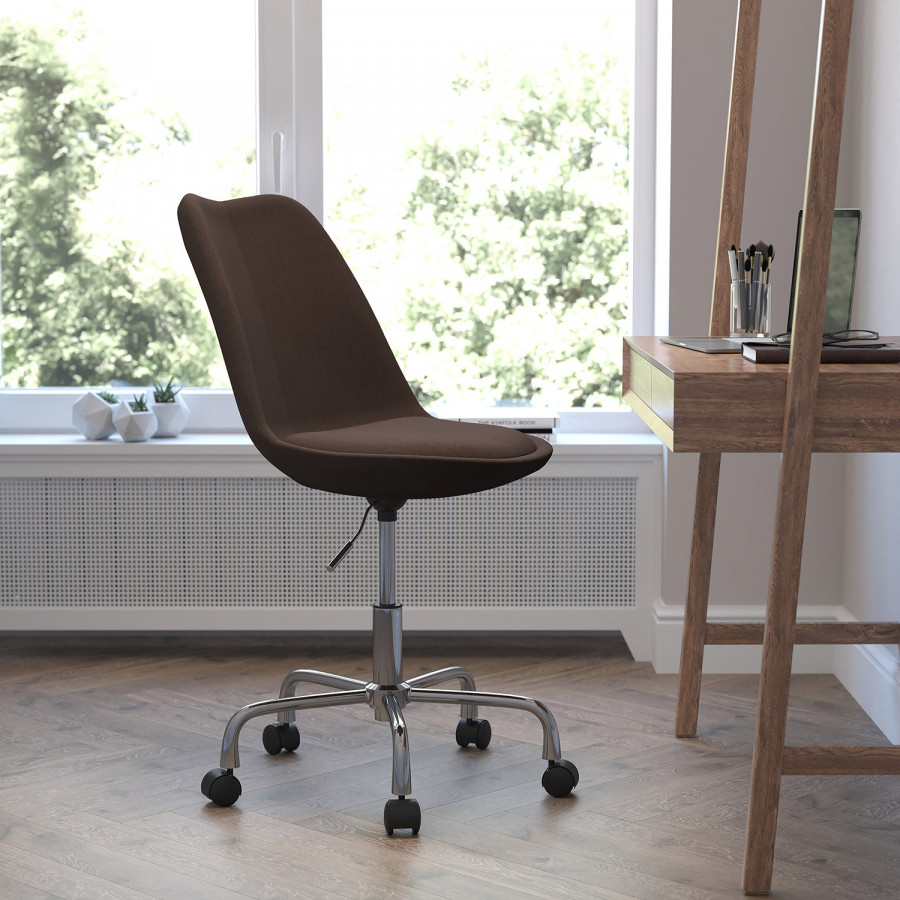 BLNK Aurora Series Mid-Back Task Office Chair with Pneumatic Lift and Chrome Base - Brown