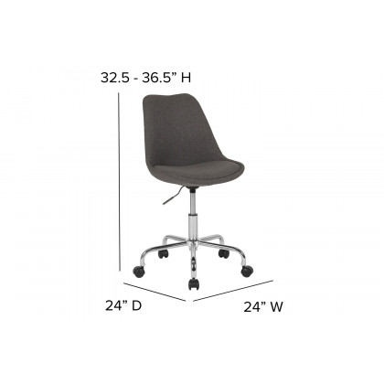 BLNK Aurora Series Mid-Back Task Office Chair with Pneumatic Lift and Chrome Base - Dark Gray