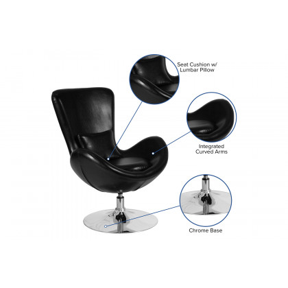BLNK Egg Series LeatherSoft Side Reception Chair - Black