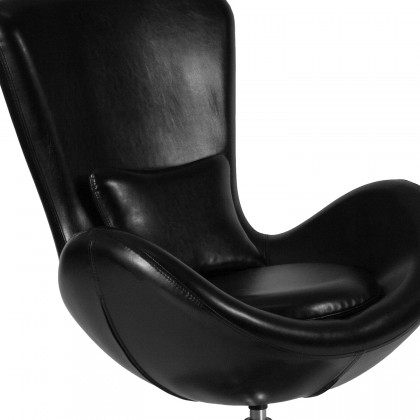 BLNK Egg Series LeatherSoft Side Reception Chair - Black
