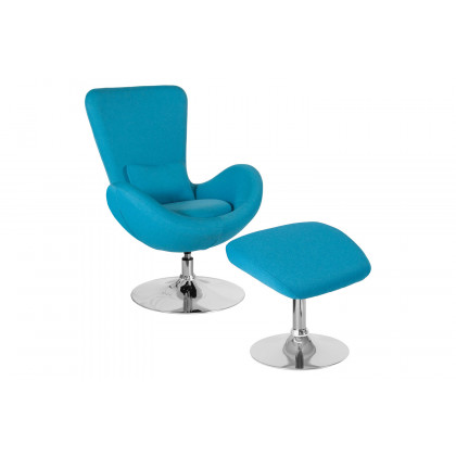 BLNK - Egg Series Fabric Side Reception Chair with Ottoman