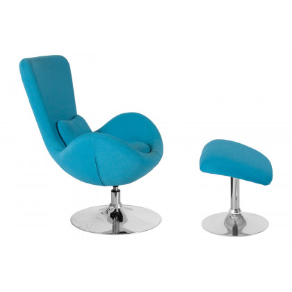 BLNK Egg Series Fabric Side Reception Chair with Ottoman - Aqua