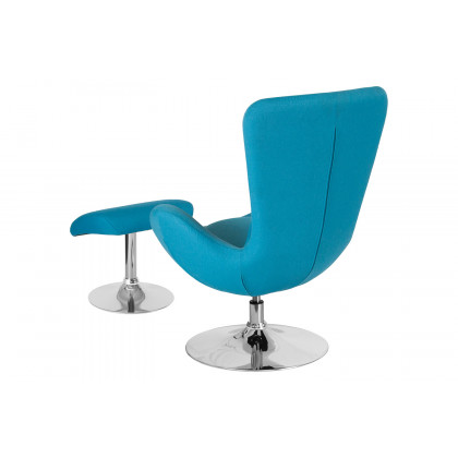 BLNK Egg Series Fabric Side Reception Chair with Ottoman - Aqua