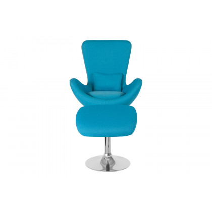 BLNK Egg Series Fabric Side Reception Chair with Ottoman - Aqua