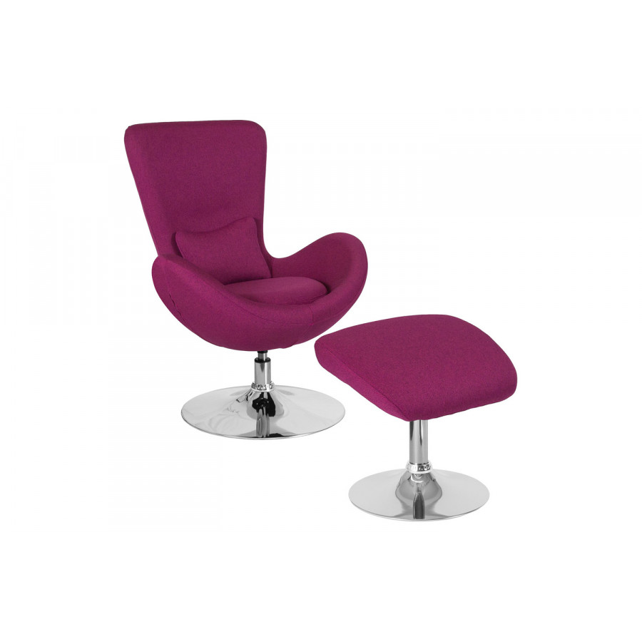 BLNK - Egg Series Fabric Side Reception Chair with Ottoman