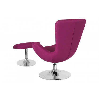 BLNK Egg Series Fabric Side Reception Chair with Ottoman - Magenta