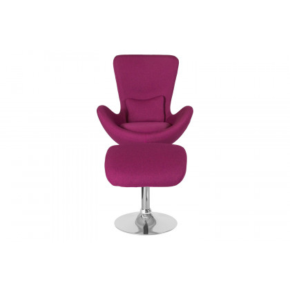 BLNK Egg Series Fabric Side Reception Chair with Ottoman - Magenta