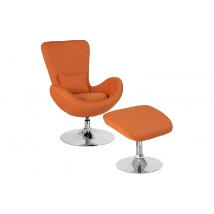 BLNK - Egg Series Fabric Side Reception Chair with Ottoman