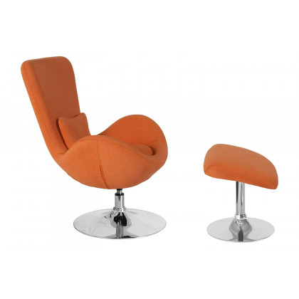 BLNK Egg Series Fabric Side Reception Chair with Ottoman - Orange