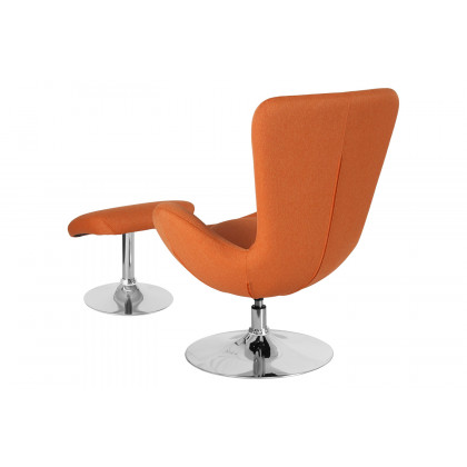 BLNK Egg Series Fabric Side Reception Chair with Ottoman - Orange